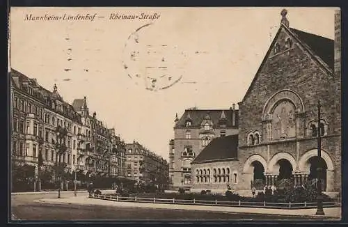 AK Mannheim-Lindenhof, Partie in der Rheinaustrasse