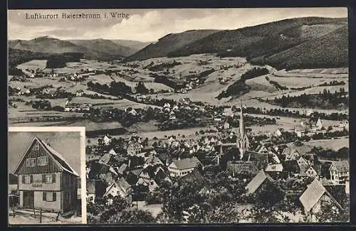 AK Baiersbronn i. Wttbg., Hotel-Pension Elisabeth, Ortsansicht aus der Vogelschau
