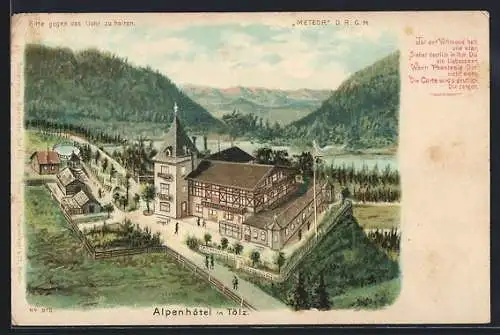 Lithographie Tölz, Alpenhotel