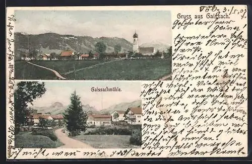 AK Gaissach / Bad Tölz, Gaissachmühle und Ortspanorama