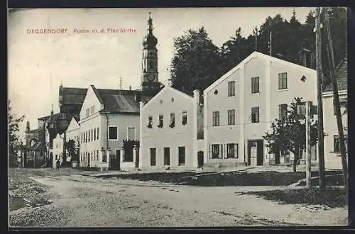 AK Deggendorf, Partie m. d. Pfarrkirche