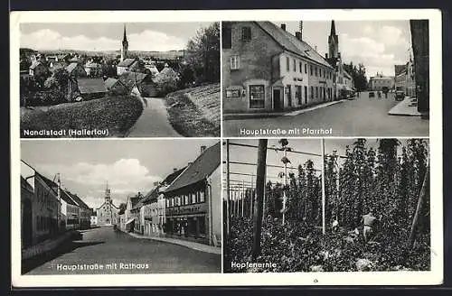 AK Nandlstadt /Hallertau, Haupstrasse mit Pfarrhof und Rathaus