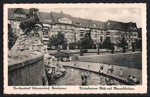 AK Berlin-Friedenau, Rüdesheimer Platz mit Planschbecken