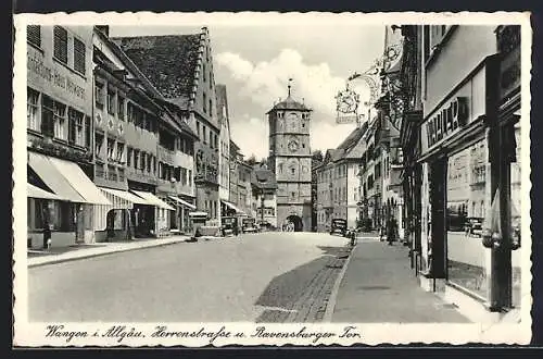 AK Wangen /Allg., Herrenstrasse und Ravensburger Tor