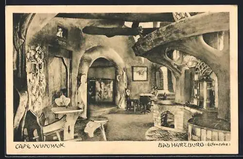 AK Bad Harzburg, Cafe Winuwuk, Innenansicht mit Elfenecke