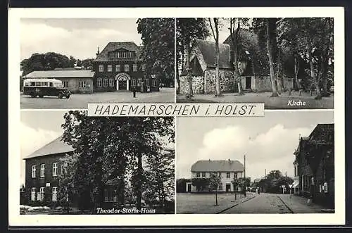 AK Hademarschen i. Holstein, Kirche, Theodor-Storm-Haus, Feldhusen-Hotel