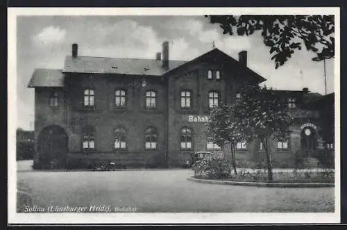 AK Soltau in der Lüneburger Heide, auf dem Vorplatz zum Bahnhof