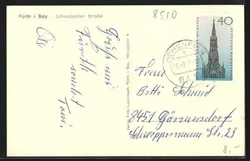 AK Fürth i. Bay., Geschäfte in der Schwabacher Strasse