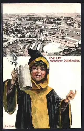 AK München, Blick auf das Festgelände vom Münchner Oktoberfest