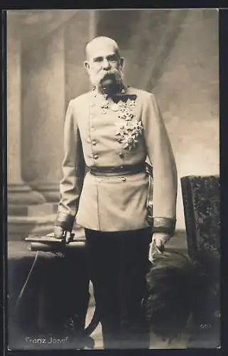 AK Kaiser Franz Josef I. von Österreich in Uniform porträtiert