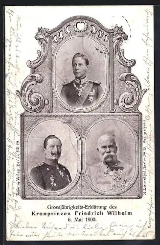 AK Kaiser Franz Josef I. von Österreich bei der Grossjährigkeits - Erklärung von Kronprinz Friedrich Wilhelm, Zweibund