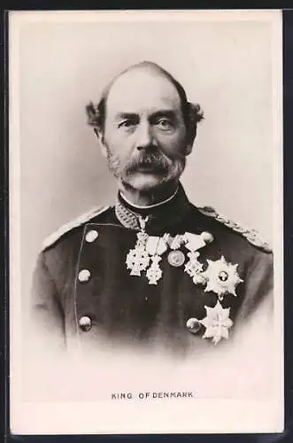 AK King of Denmark, König von Dänemark mit Orden