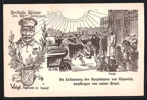 Künstler-AK Begnadigung des Hauptmanns von Köpenick, Hauptmann Voigt