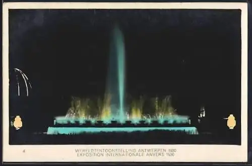 AK Anvers, Exposition Internationale 1930, Fontaine Illuminée