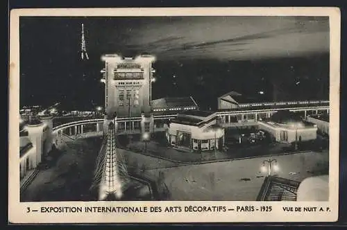 AK Paris, Exposition des Arts décoratifs 1925, Vue de Nuit