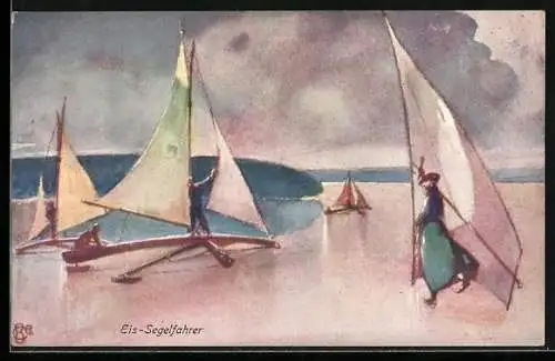 AK Eissegelfahrer an einem Strand