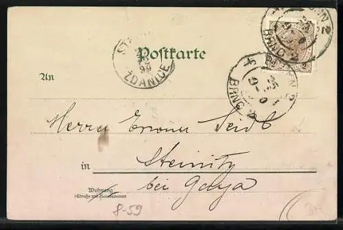 Lithographie Prosit Neujahr, Nachtwächter