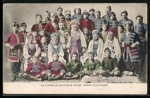 AK La Chapelle Nationale Russe, Nadina Slavianska, Trachtenkapelle