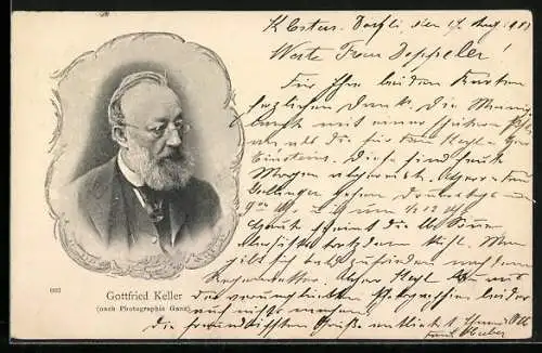 AK Maler Gottfried Keller im Anzug