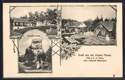 AK Bad Reinerz, Hohe Mense von Heinrich Rübartsch, Aussichtsturm