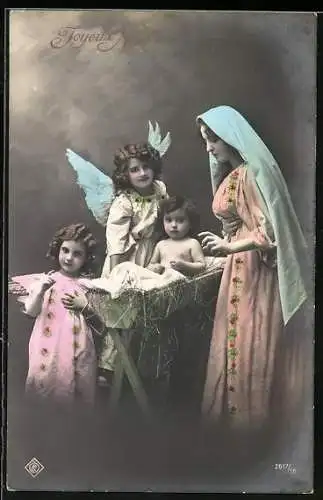 AK Maria mit dem Christkind und Weihnachtsengeln