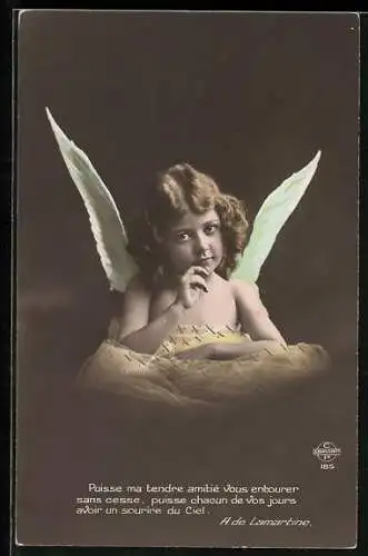 AK Kleiner Engel sützt den Kopf auf die Hand