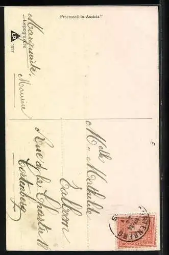 AK Weihnachtsengel mit Schlitten und Tannenzweigen