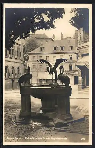 AK Baden-Baden, Reiherbrunnen in der Sophienstrasse