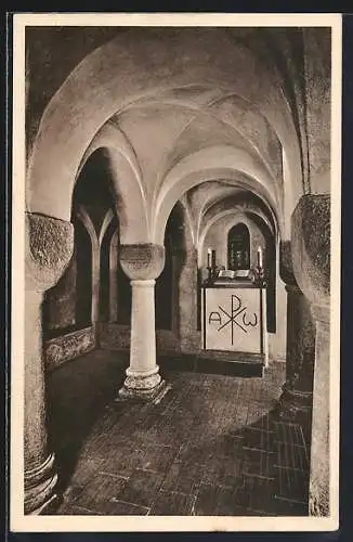 AK Worms-Hochheim, Krypta aus dem 11. Jahrhundert in der evangelischen Kirche