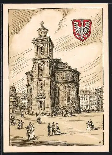 Künstler-AK Frankfurt, Paulskirche, Jahrhundertfeier 1948, Wappen