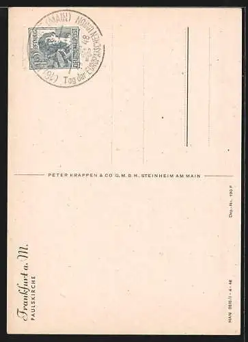 Künstler-AK Frankfurt, Paulskirche, Jahrhundertfeier 1948, Wappen
