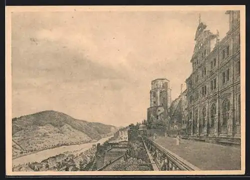 AK Heidelberg, Schlossaltan mit Panorama