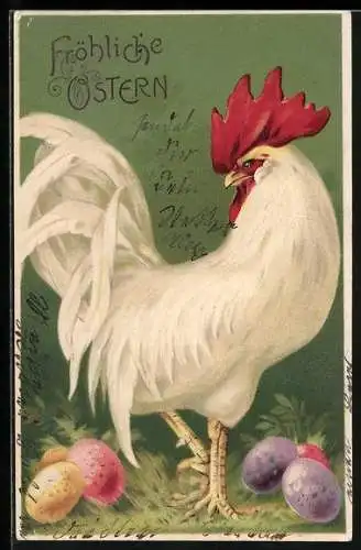 AK Hahn mit Ostereiern zum Feste