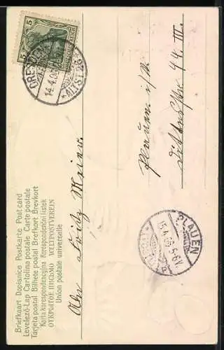 AK Hahn mit Ostereiern zum Feste