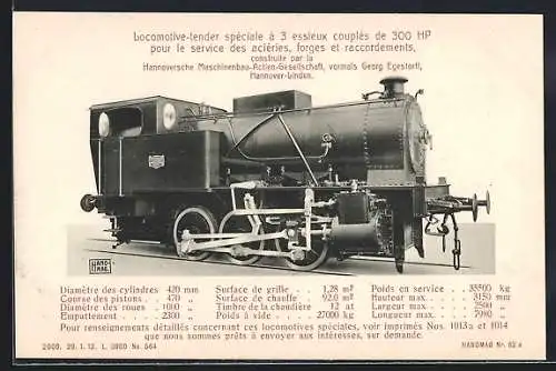 AK Tender-Lokomotive von Hanomag, Eisenbahn