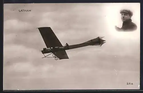 AK Pilot Latham in seinem Flugzeug