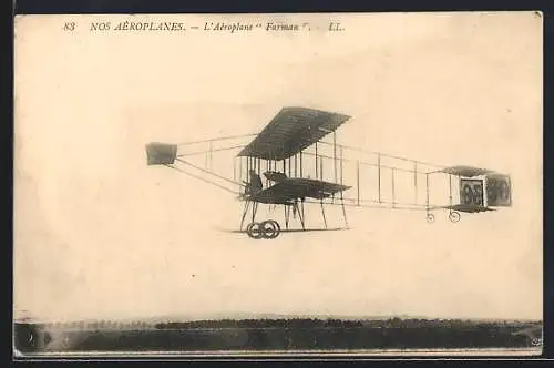 AK Flugzeug Aéroplane Farman in der Luft