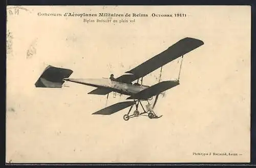 AK Flugzeug Biplan Bréguet en plein vol