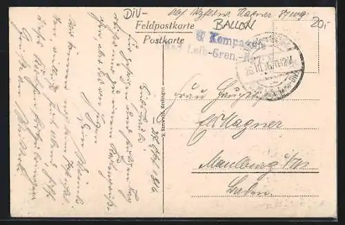 AK Deutsche Soldaten mit Fesselballon