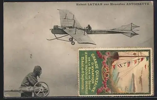 AK Flugzeug Monoplan Antoinette, Pilot Hubert Latham
