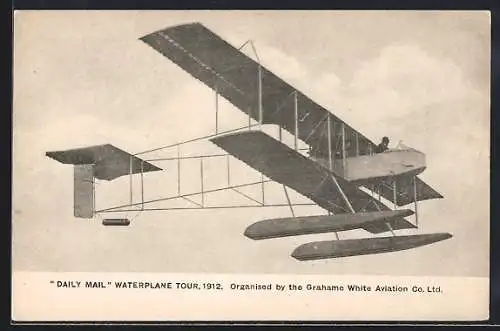 AK Wasserflugzeug Daily Mail Waterplane Tour 1912