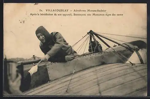 AK Pilot Brindejonc in seinem Flugzeug