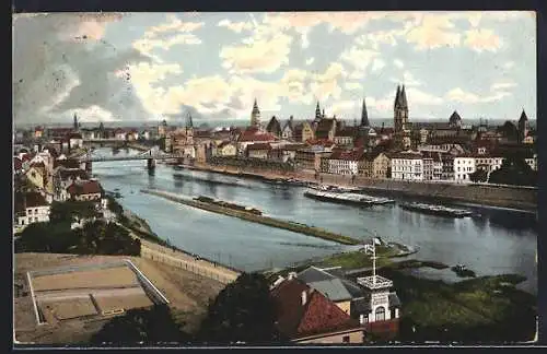 AK Bremen, Teilansicht mit Weserpartie