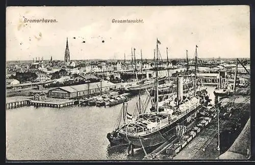 AK Bremerhaven, Gesamtansicht des Hafens