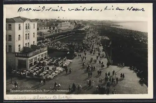AK Warnemünde, Bismarck-Promenade mit Restaurant Strand-Diele