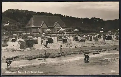 AK Graal, Café Bauernhaus und Strandleben mit Strandkörben