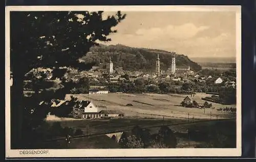 AK Deggendorf, Ortsansicht vom Wald aus