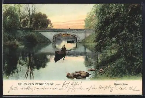 AK Deggendorf, Bogenbrücke mit Ruderboot