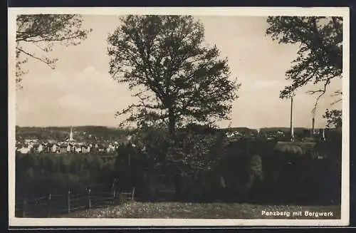AK Penzberg, Ortsansicht mit Bergwerk