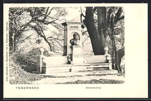 AK Tegernsee, Blick auf das Stielerdenkmal